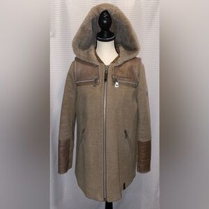 RUDSAK Wool blend leather &‎ shearling winter Parka size medium